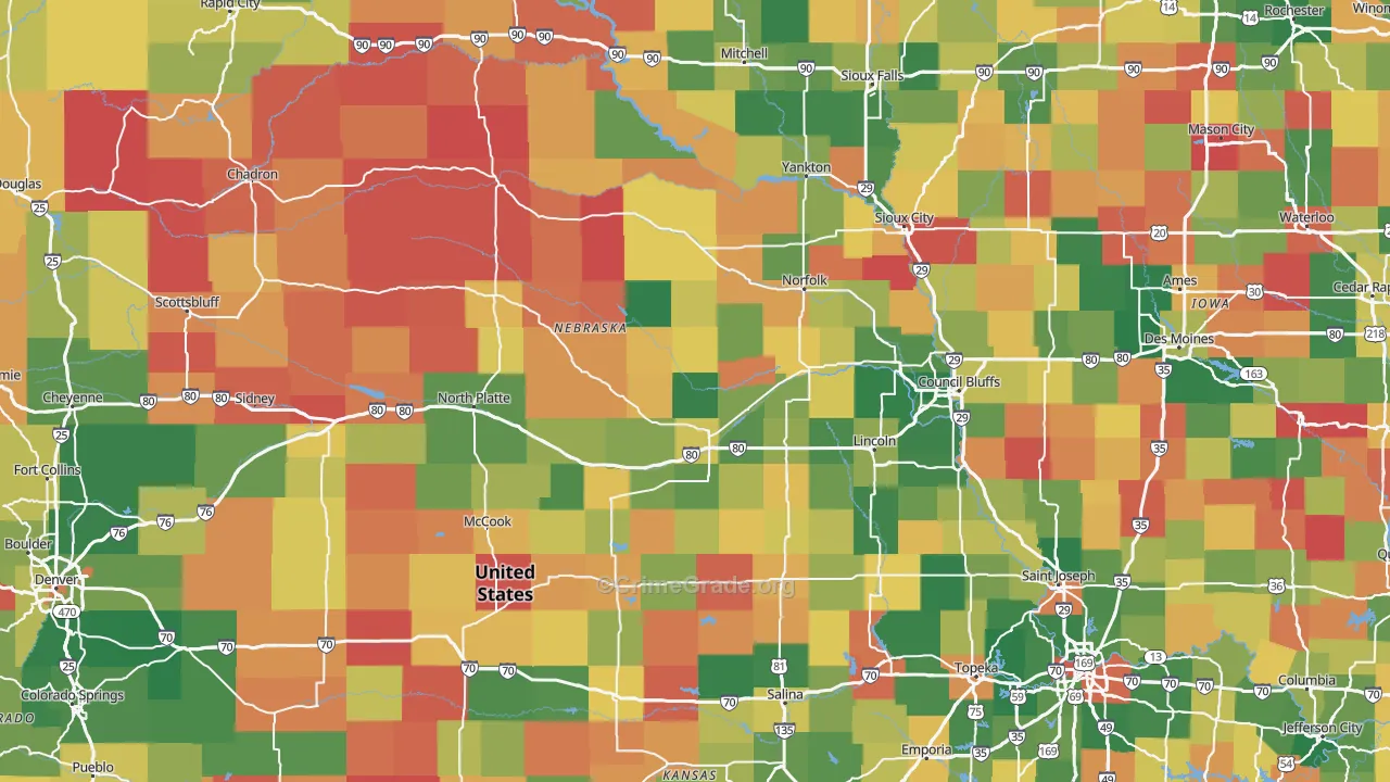 Nebraska Map of Burglary Rates