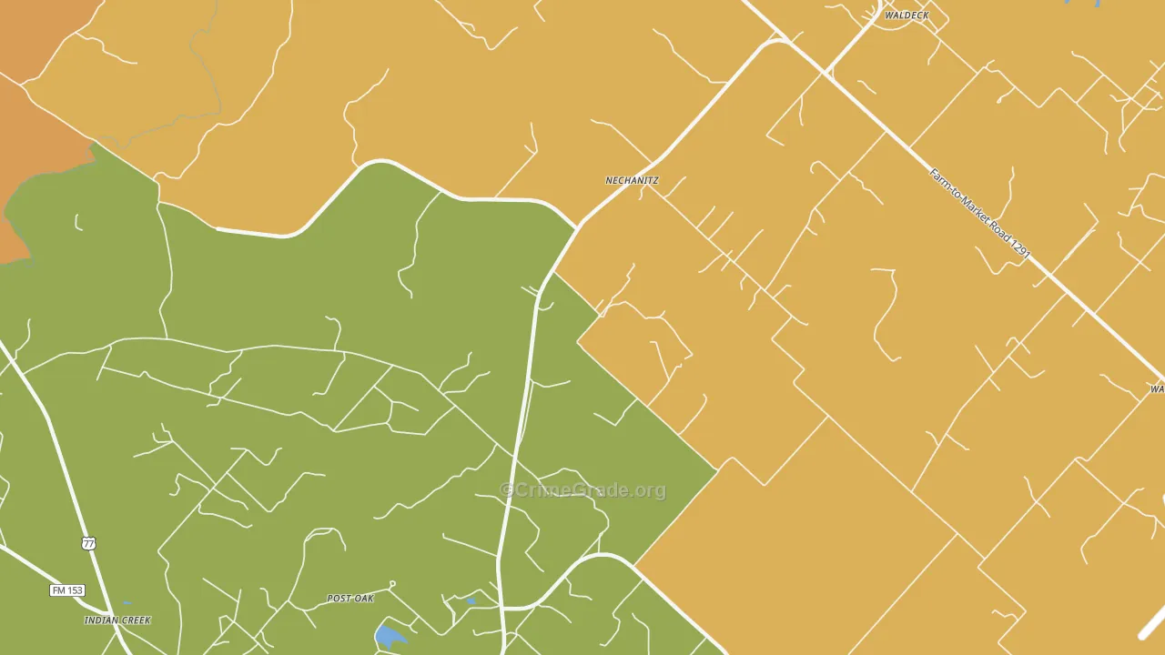 Nechanitz, TX Map of Burglary Rates