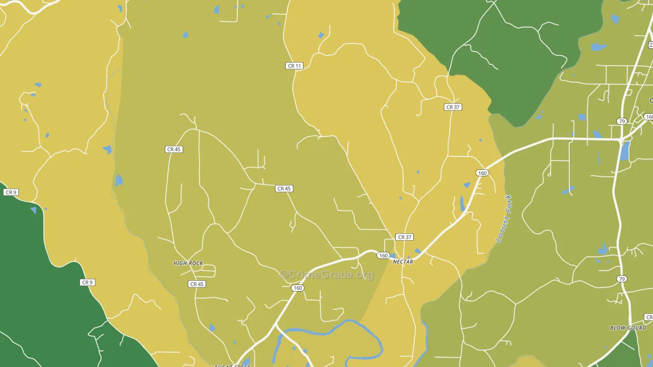 Nectar, AL Map of Burglary Rates