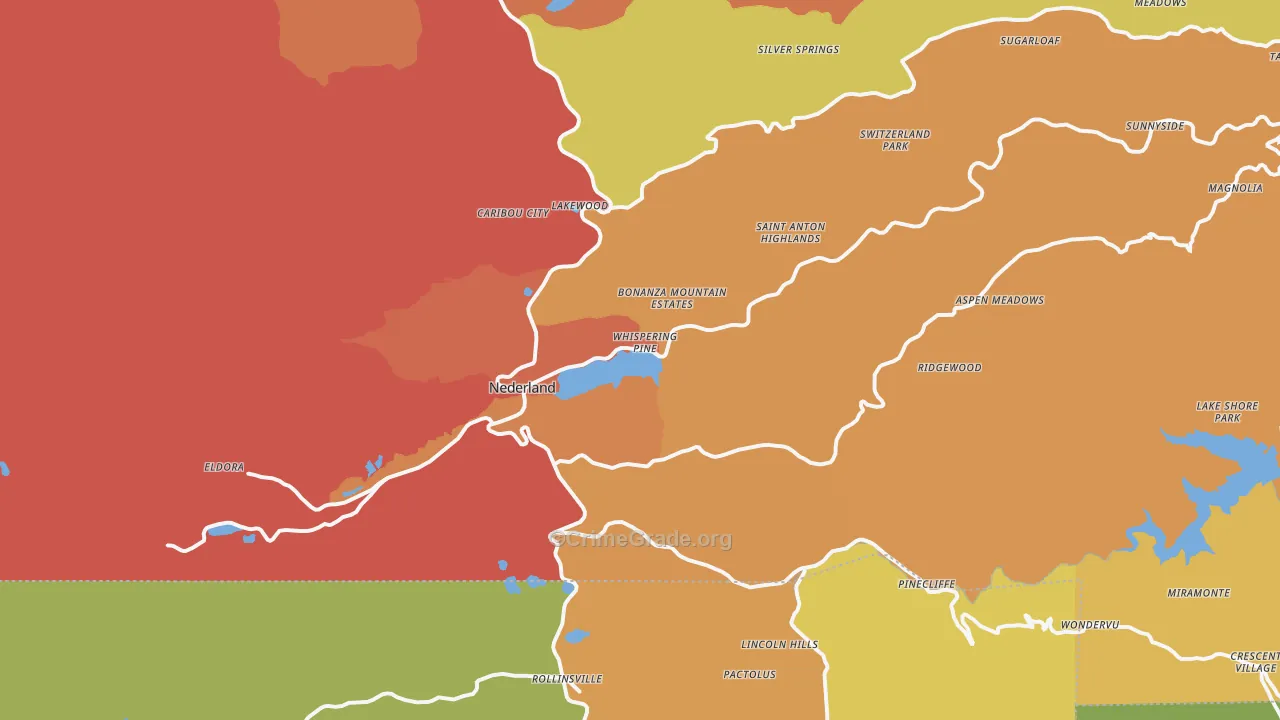 Nederland, CO Map of Burglary Rates