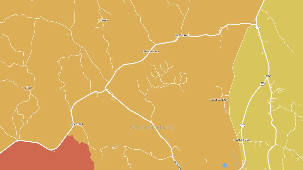 Needham, AL Map of Burglary Rates