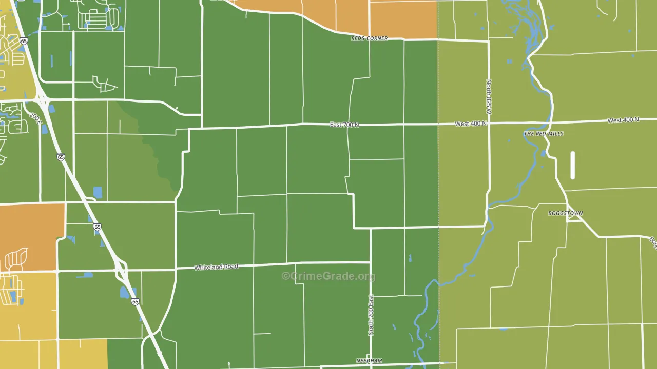 Needham, IN Map of Burglary Rates