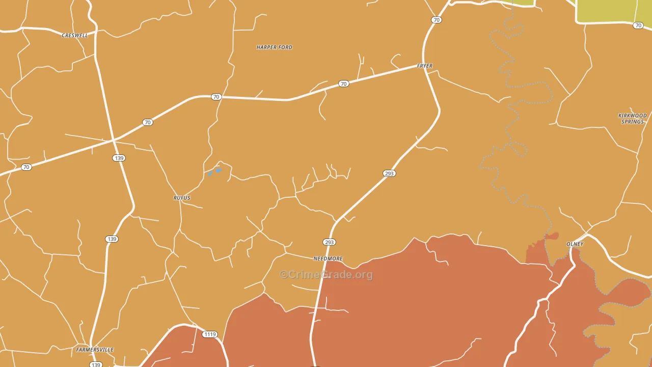 Needmore, KY Map of Burglary Rates