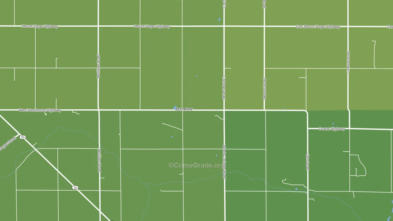 Needmore, MI Map of Burglary Rates