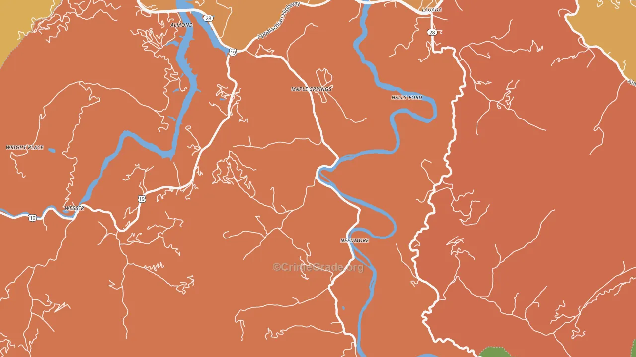 Needmore, NC Map of Burglary Rates