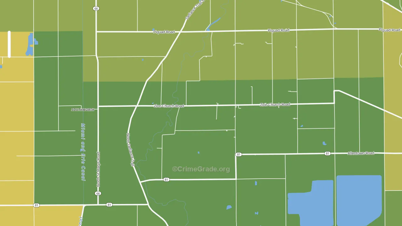 Needmore, OH Map of Burglary Rates