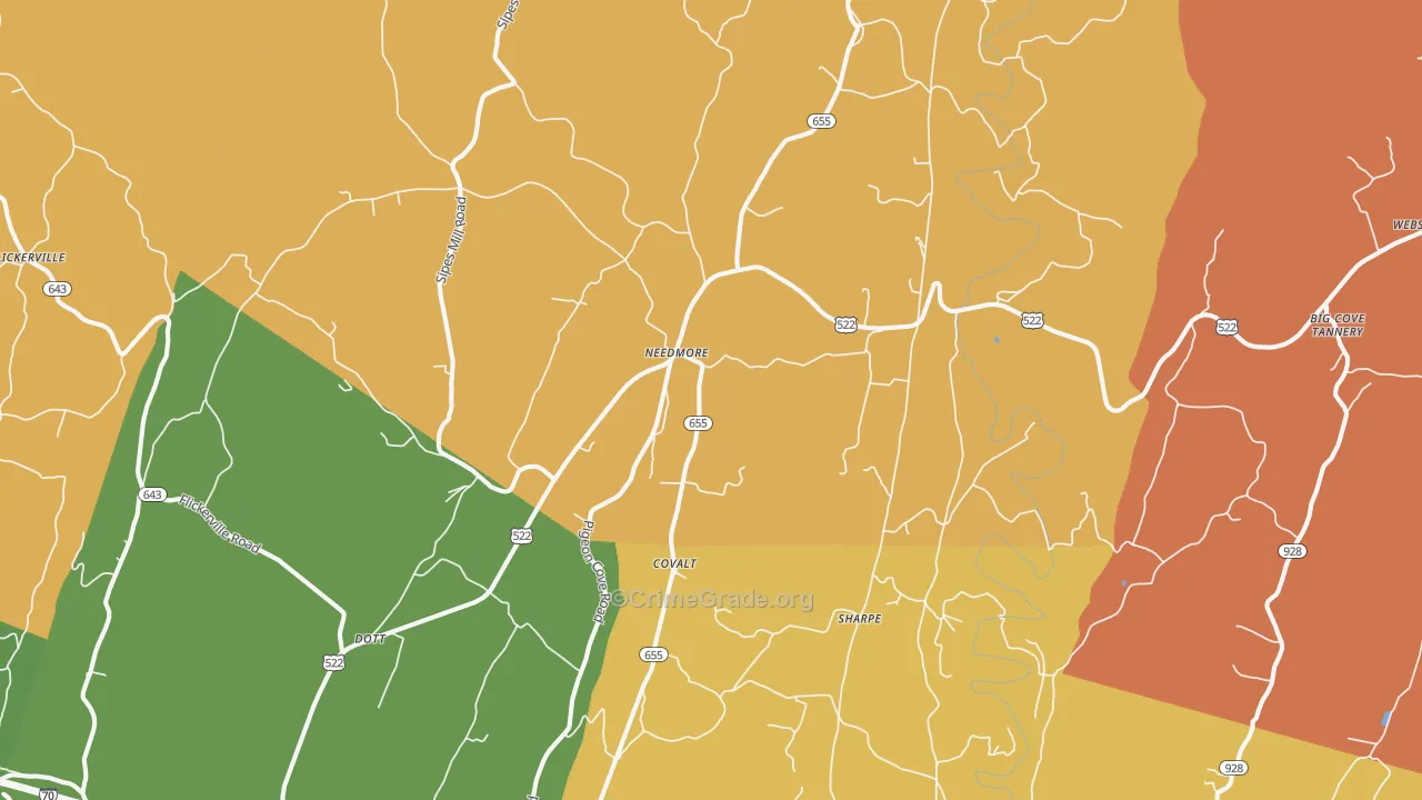 Needmore, PA Map of Burglary Rates