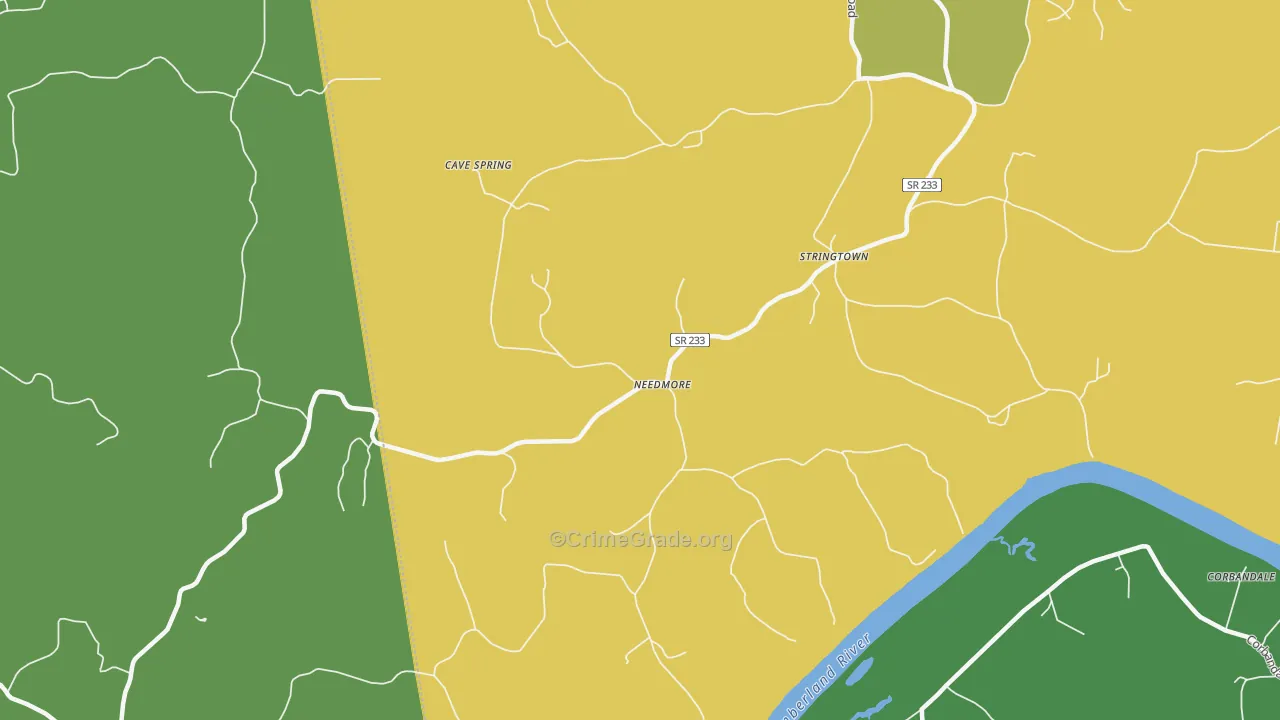 Needmore, TN Map of Burglary Rates
