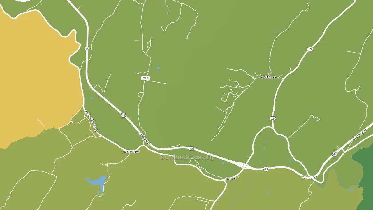 Needmore, WV Map of Burglary Rates