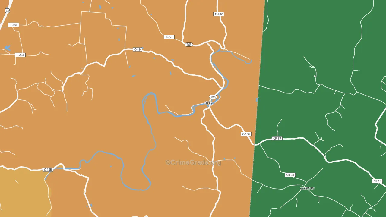 Neel, OH Map of Burglary Rates