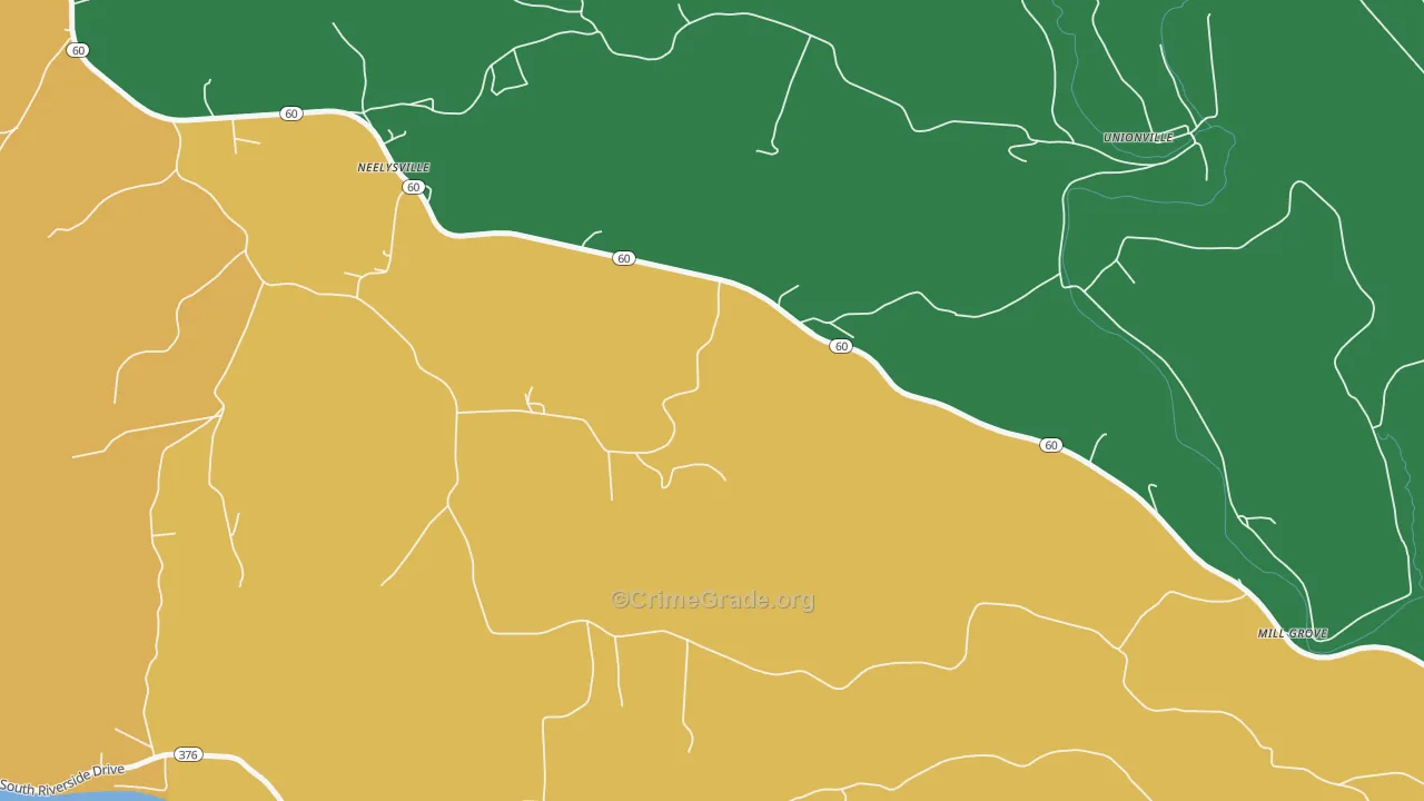 Neelysville, OH Map of Burglary Rates