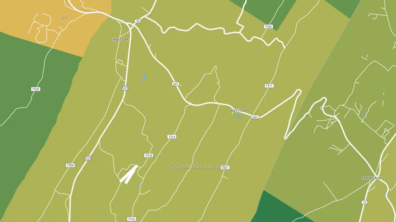 Neelyton, PA Map of Burglary Rates