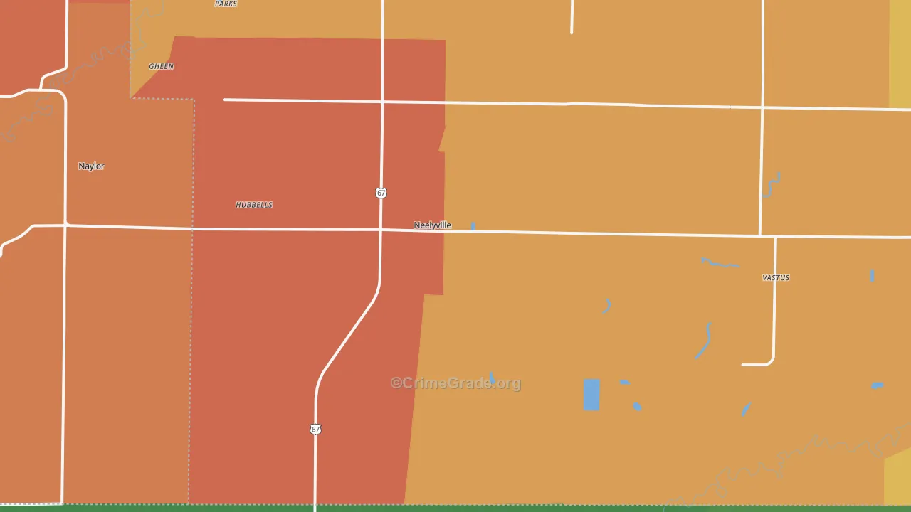 Neelyville, MO Map of Burglary Rates