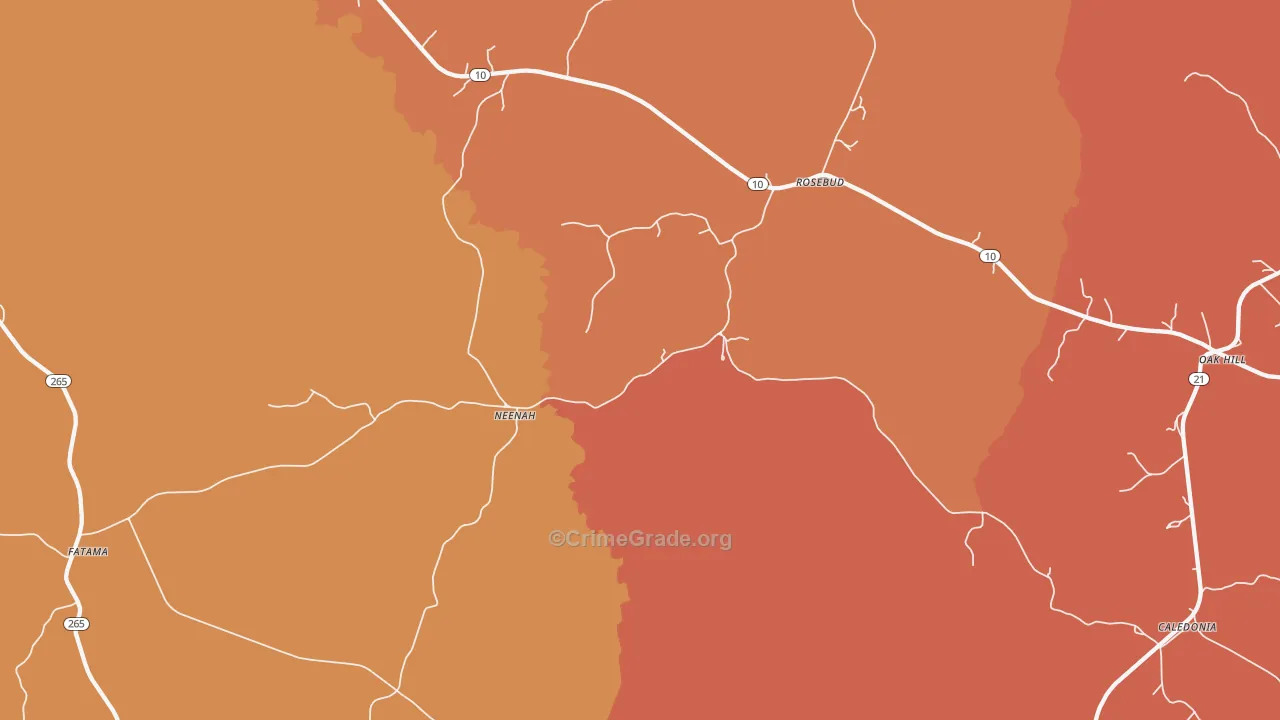 Neenah, AL Map of Burglary Rates