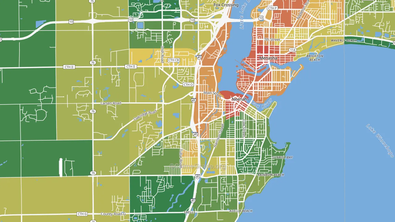 Neenah, WI Map of Burglary Rates