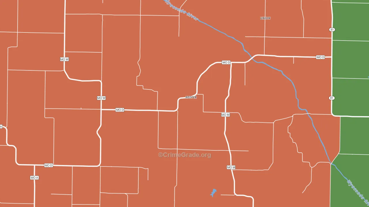 Neeper, MO Map of Burglary Rates