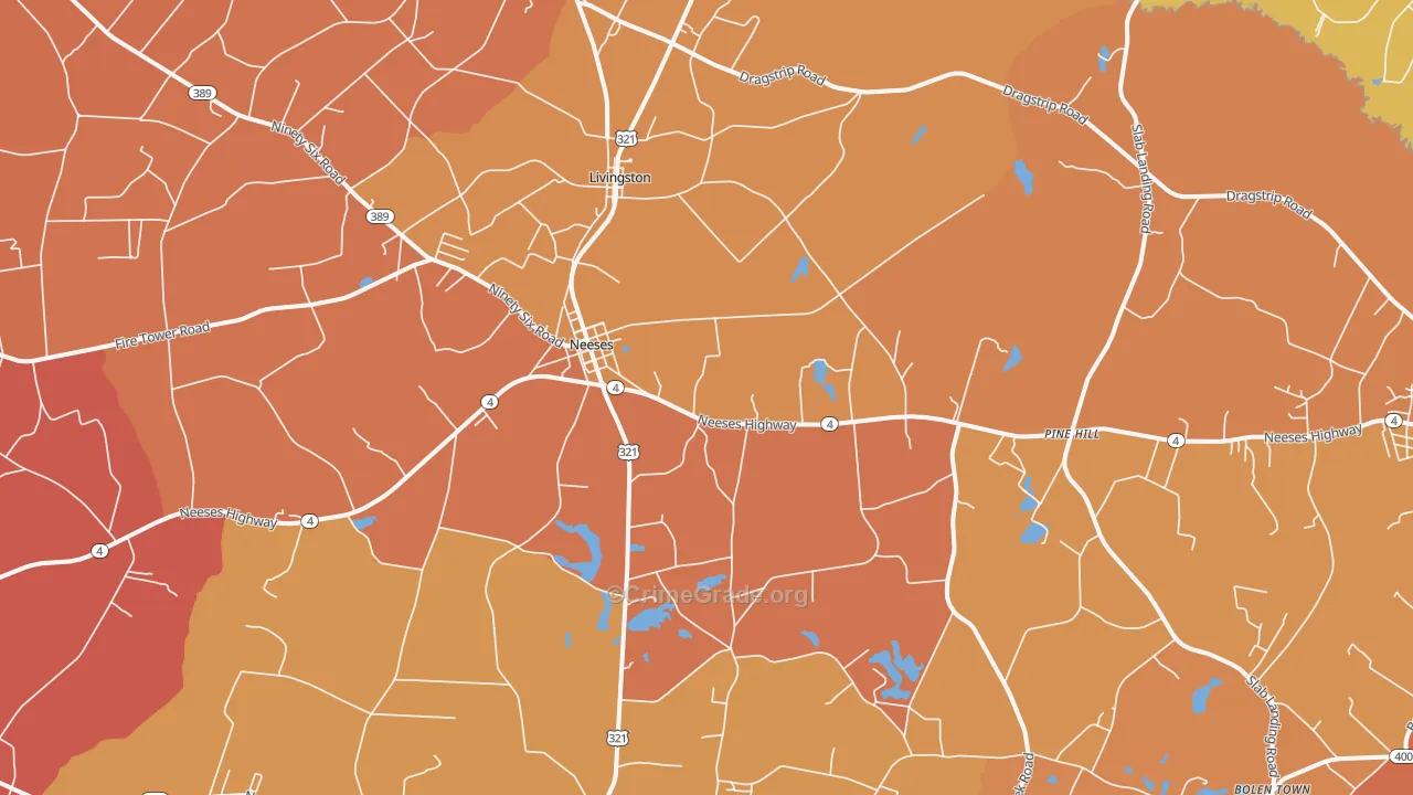 Neeses, SC Map of Burglary Rates
