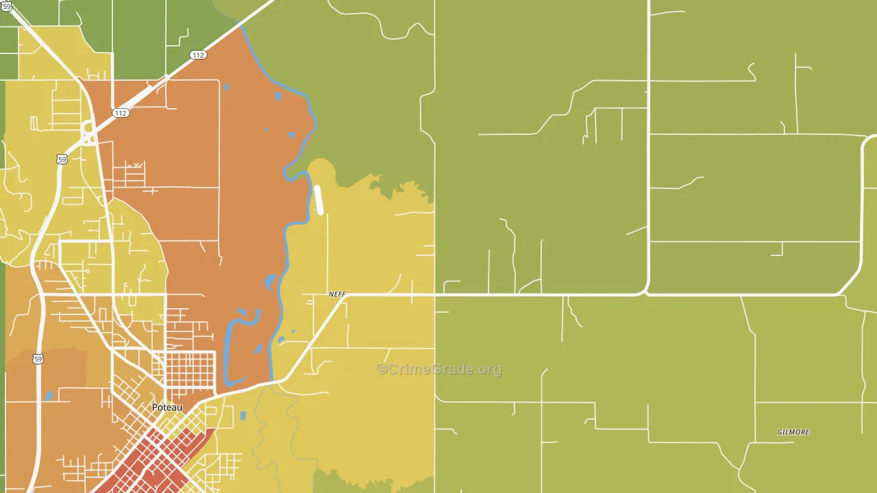 Neff, OK Map of Burglary Rates
