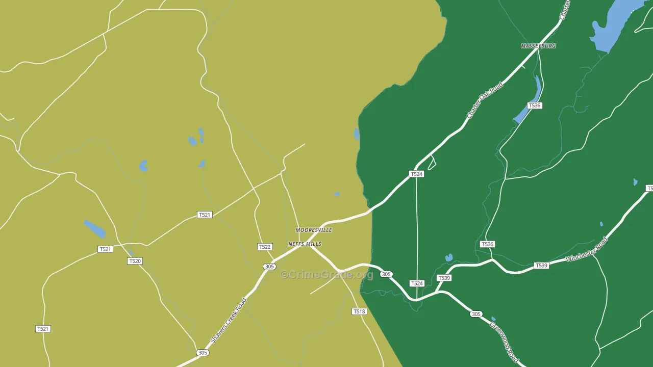 Neffs Mills, PA Map of Burglary Rates