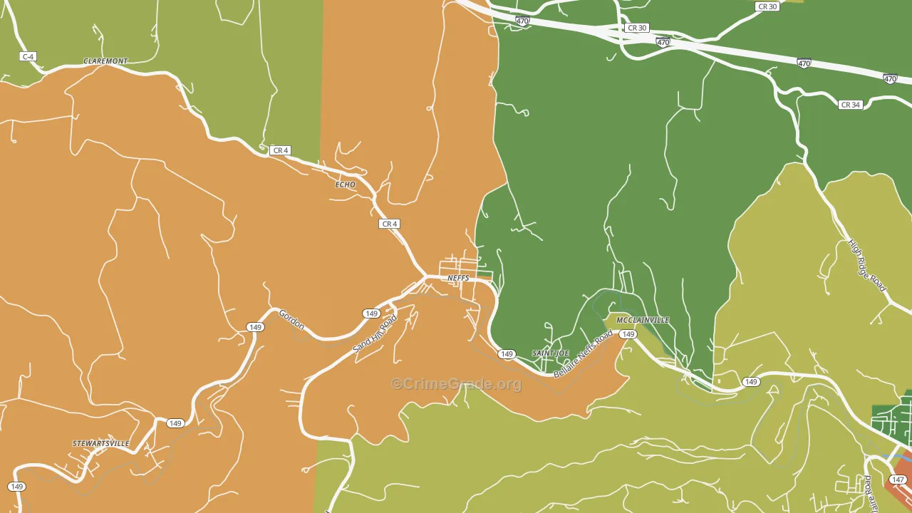 Neffs, OH Map of Burglary Rates