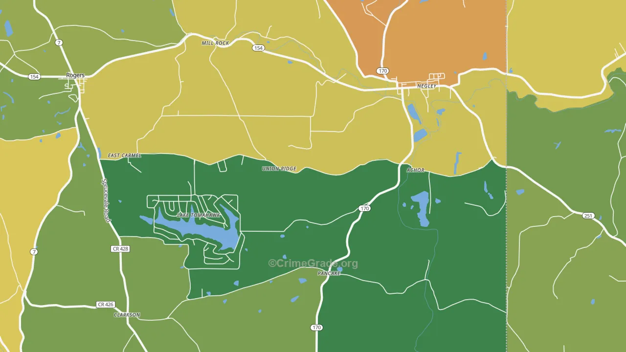 Negley, OH Map of Burglary Rates