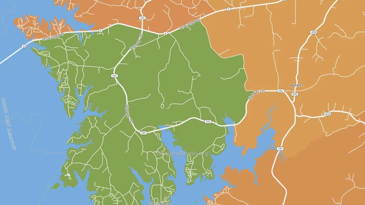 Negreet, LA Map of Burglary Rates