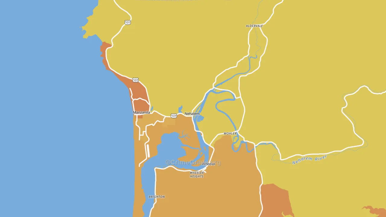 Nehalem, OR Map of Burglary Rates