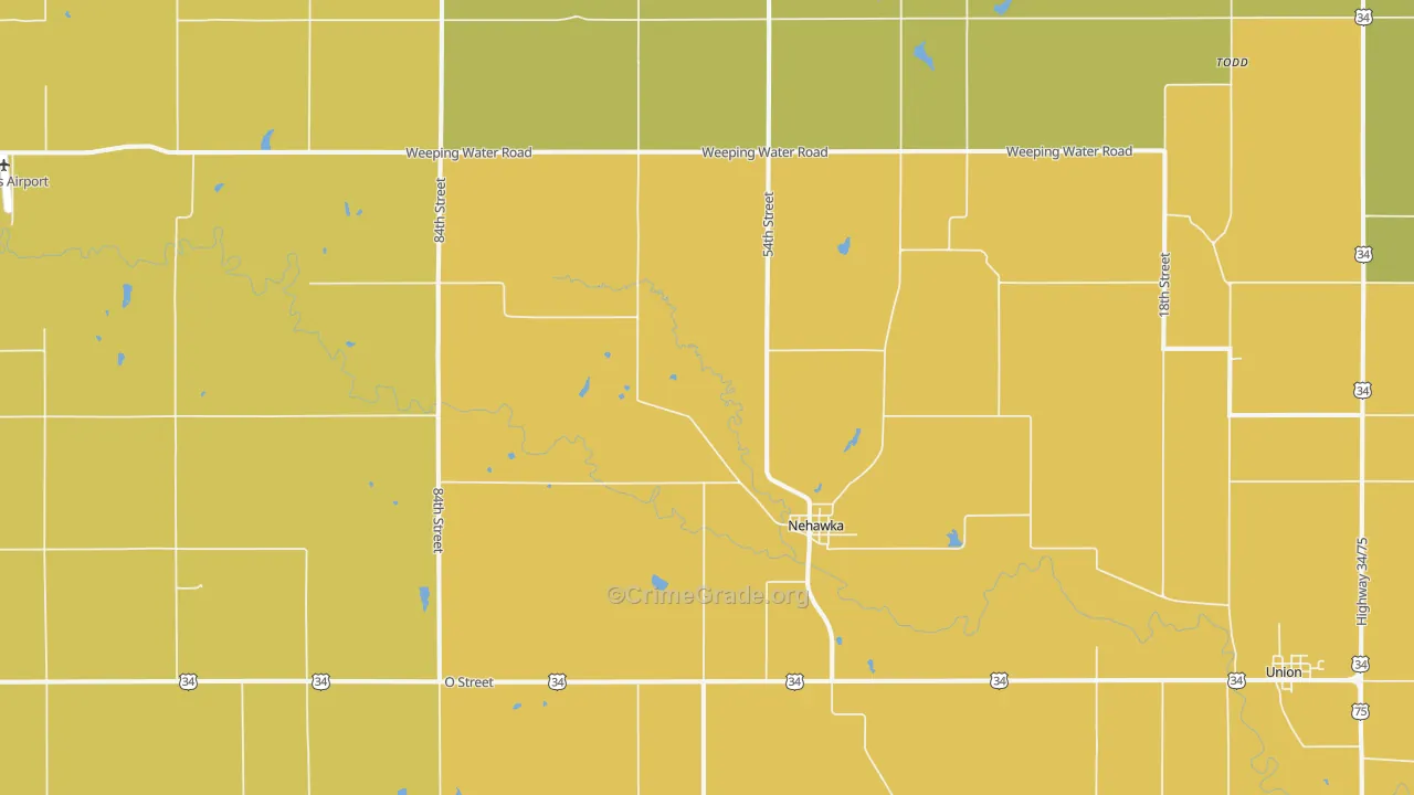Nehawka, NE Map of Burglary Rates