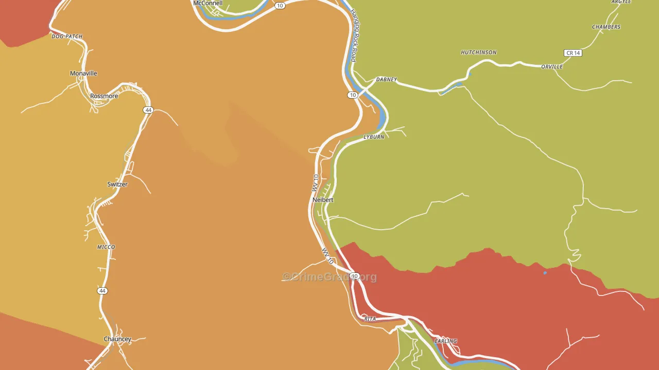 Neibert, WV Map of Burglary Rates