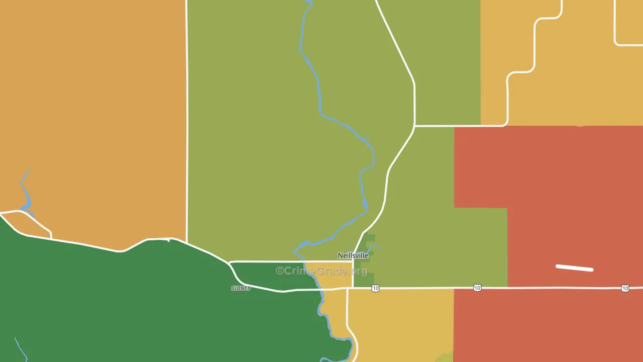 Neillsville, WI Map of Burglary Rates