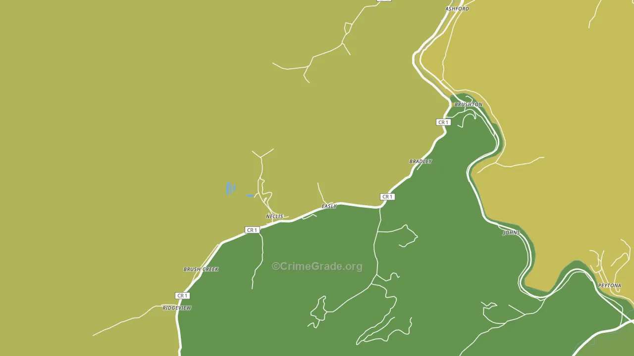 Nellis, WV Map of Burglary Rates