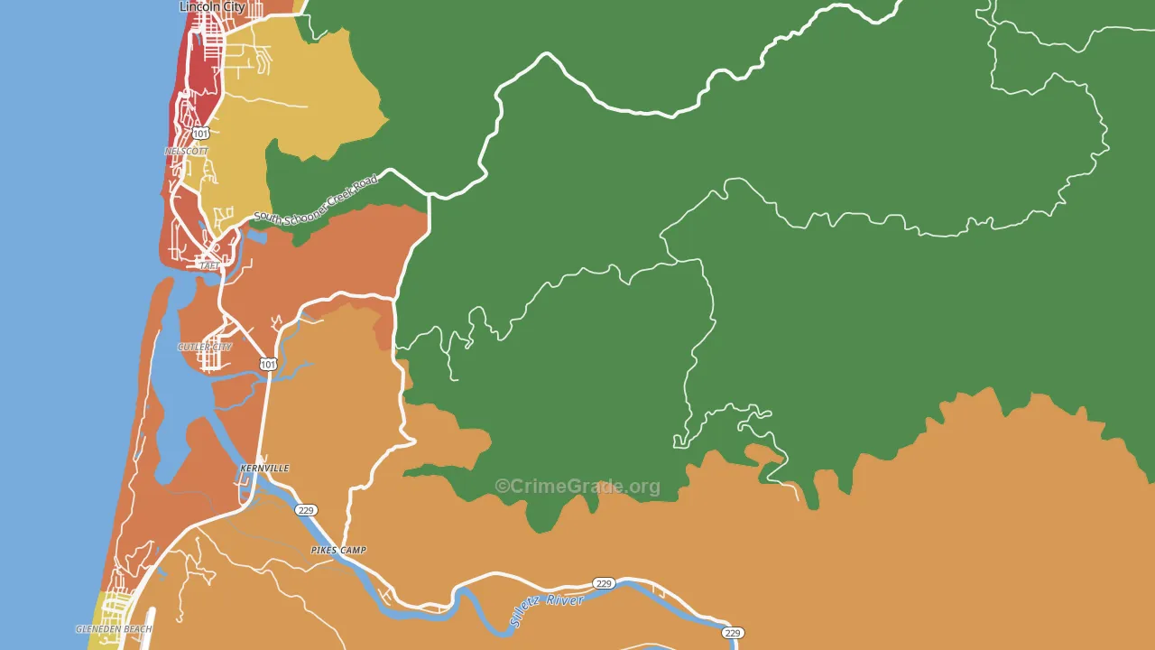 Nelscott, OR Map of Burglary Rates
