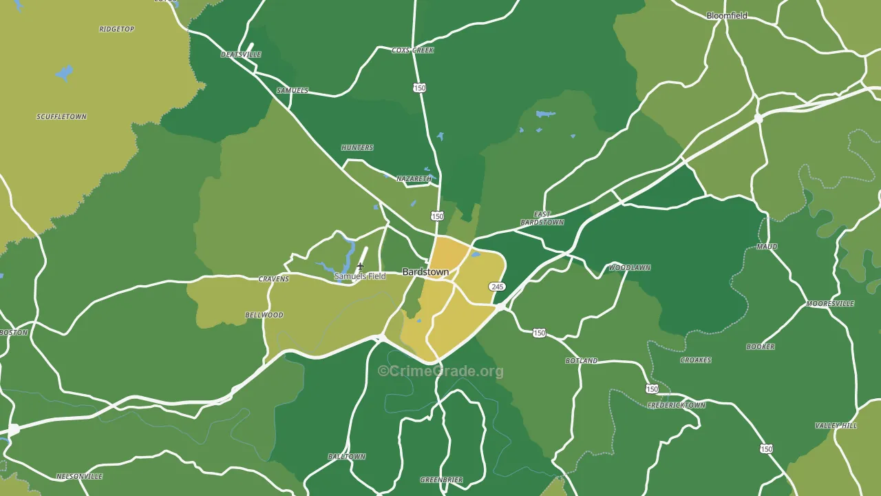 Nelson County, KY Map of Burglary Rates