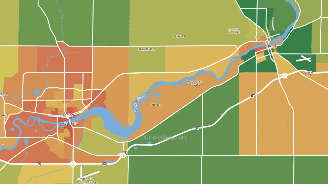 Nelson, IL Map of Burglary Rates