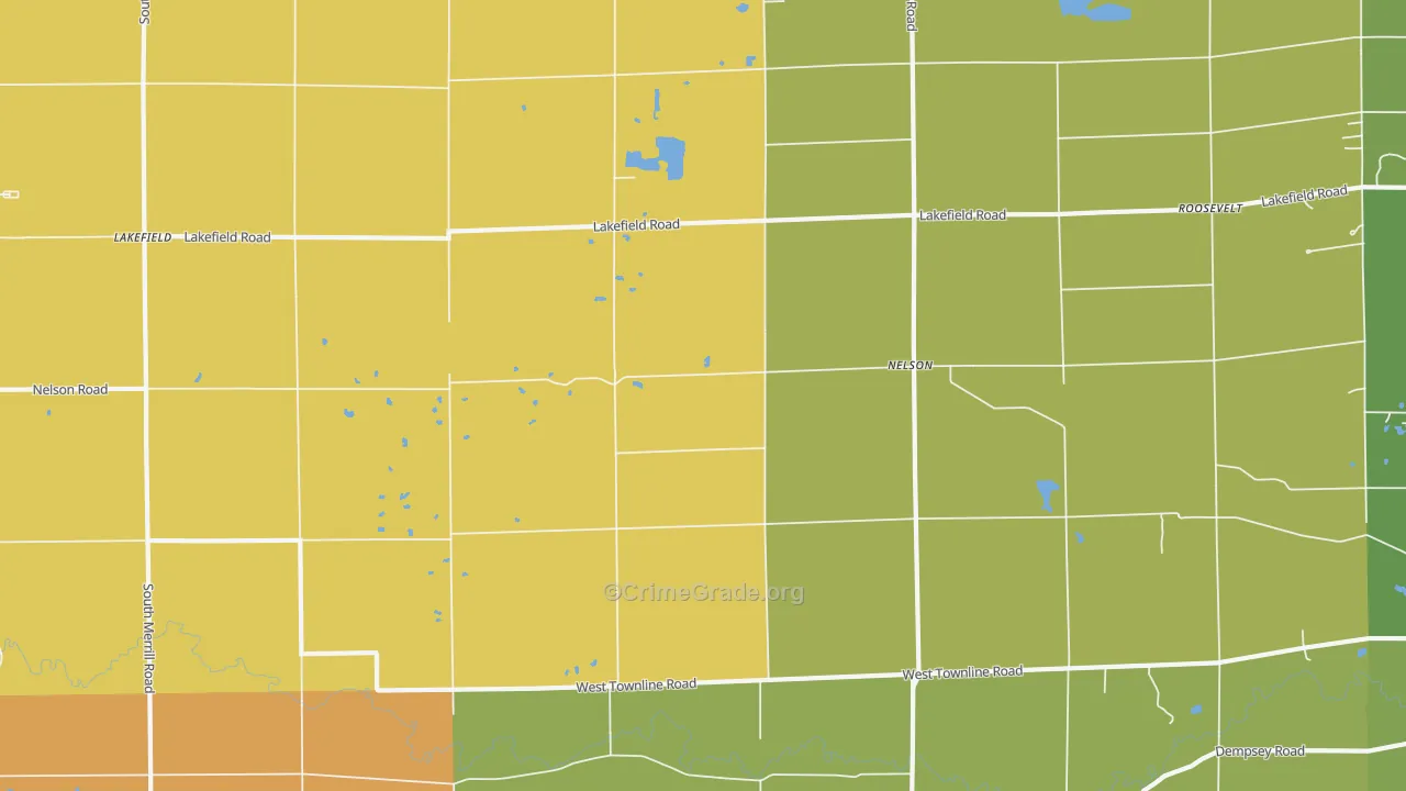 Nelson, MI Map of Burglary Rates