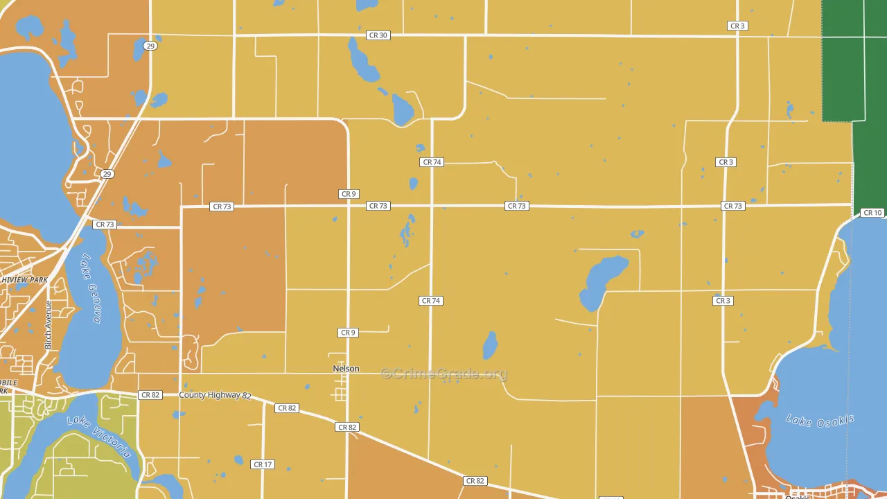Nelson, MN Map of Burglary Rates