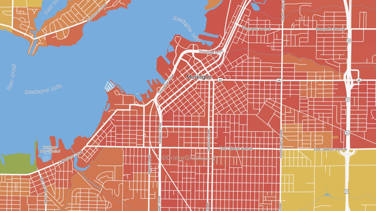 Nelson, Muskegon, MI Map of Burglary Rates