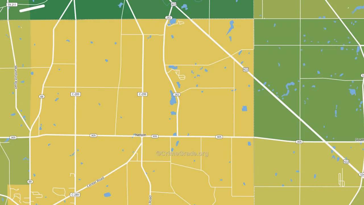 Nelson, OH Map of Burglary Rates