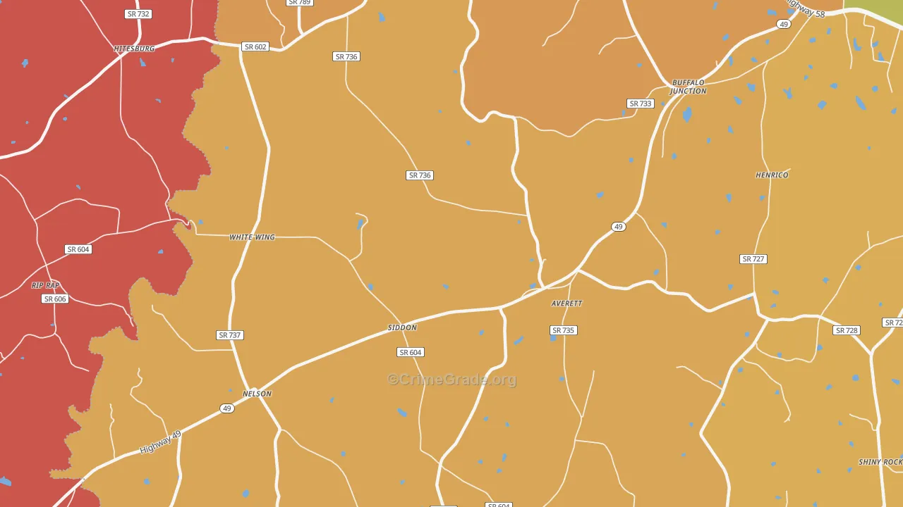 Nelson, VA Map of Burglary Rates
