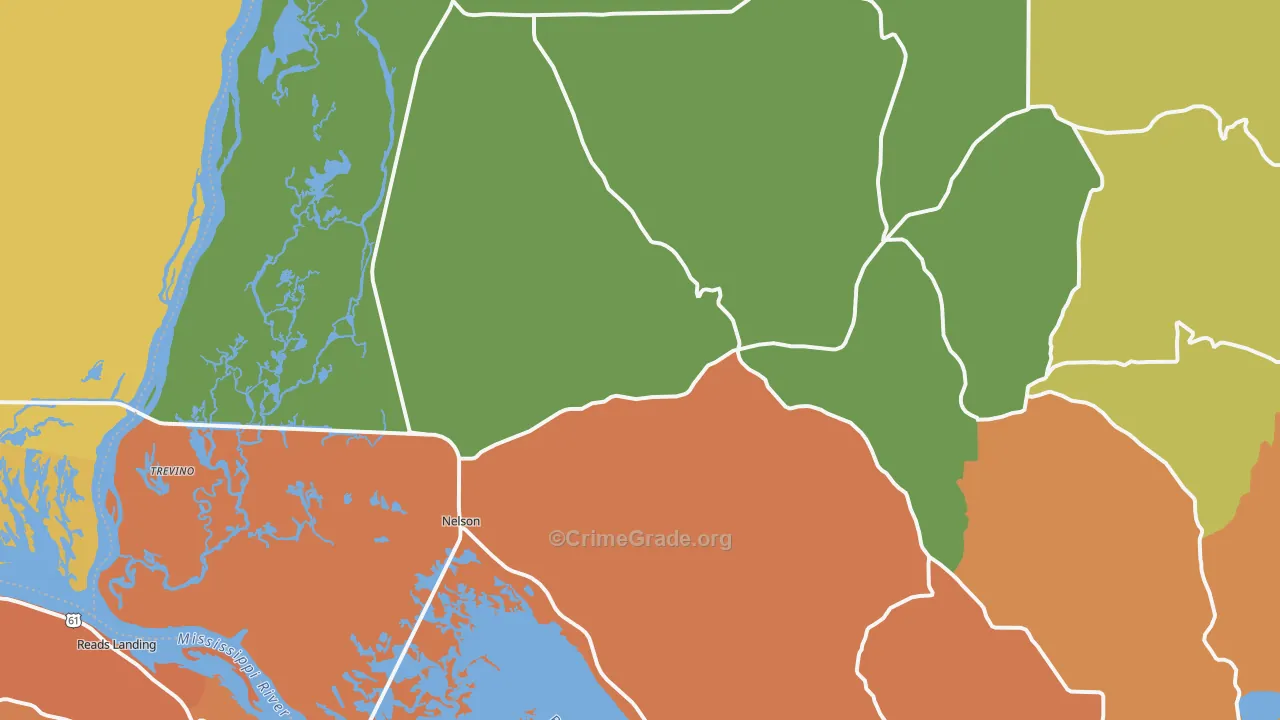 Nelson, WI Map of Burglary Rates