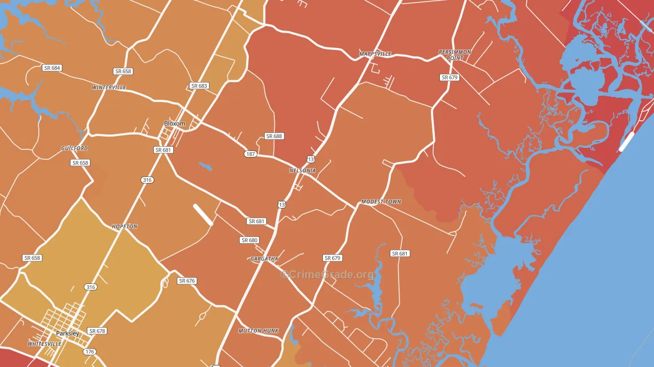 Nelsonia, VA Map of Burglary Rates
