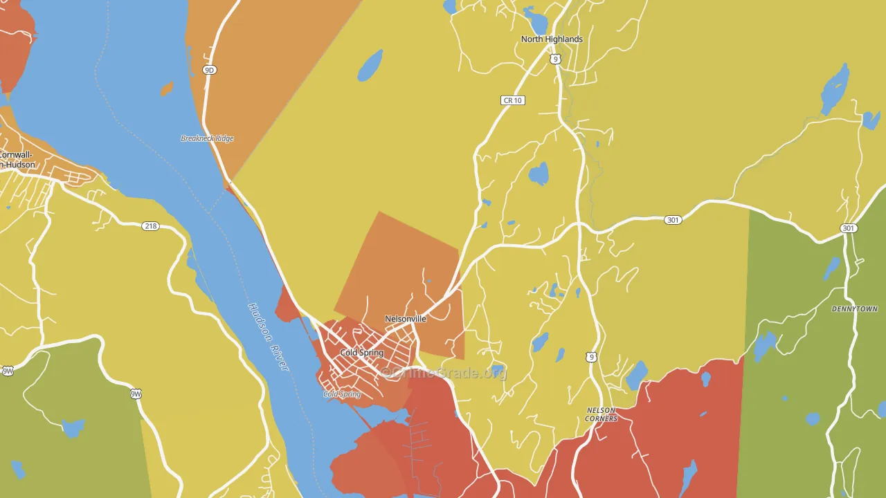 Nelsonville, NY Map of Burglary Rates