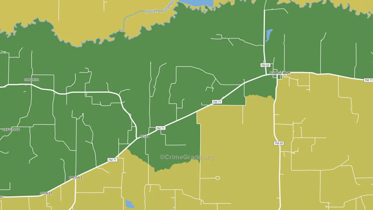 Nelta, TX Map of Burglary Rates