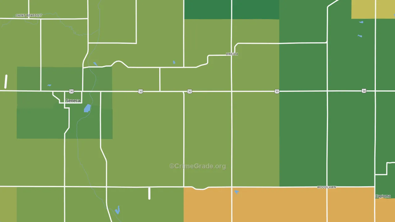 Nemaha County, KS Map of Burglary Rates