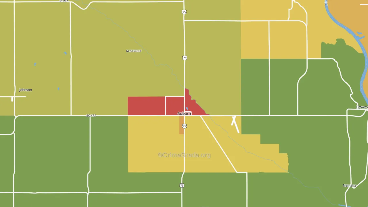 Nemaha County, NE Map of Burglary Rates