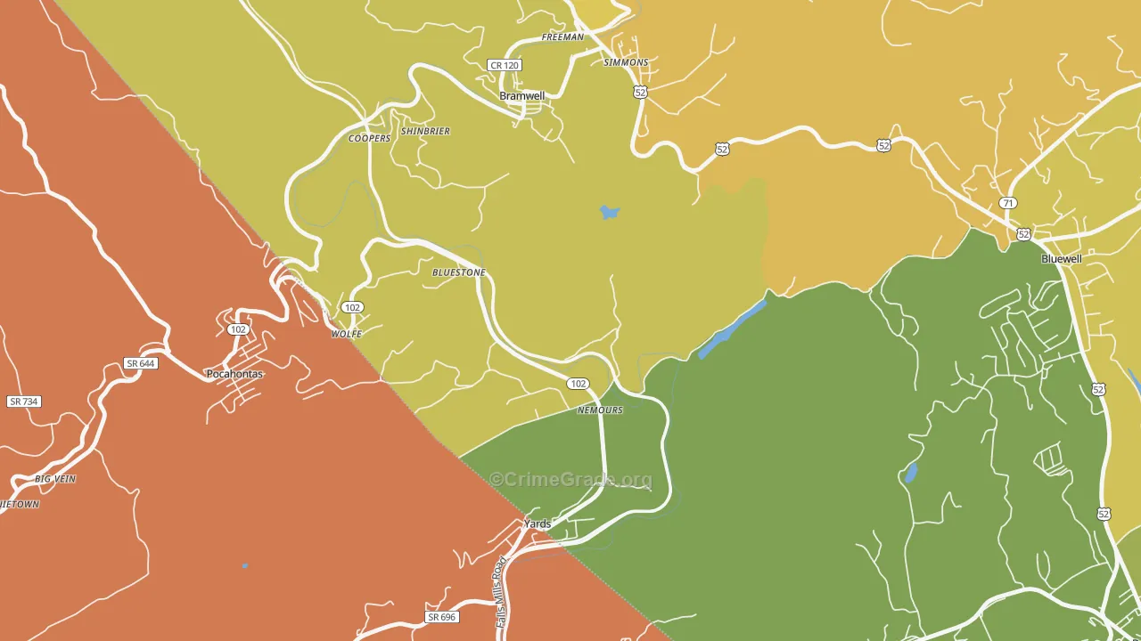 Nemours, WV Map of Burglary Rates