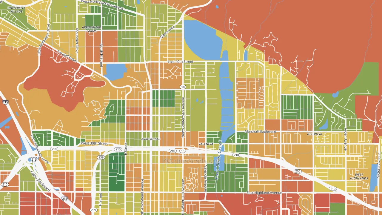 Nena, San Bernardino, CA Map of Burglary Rates
