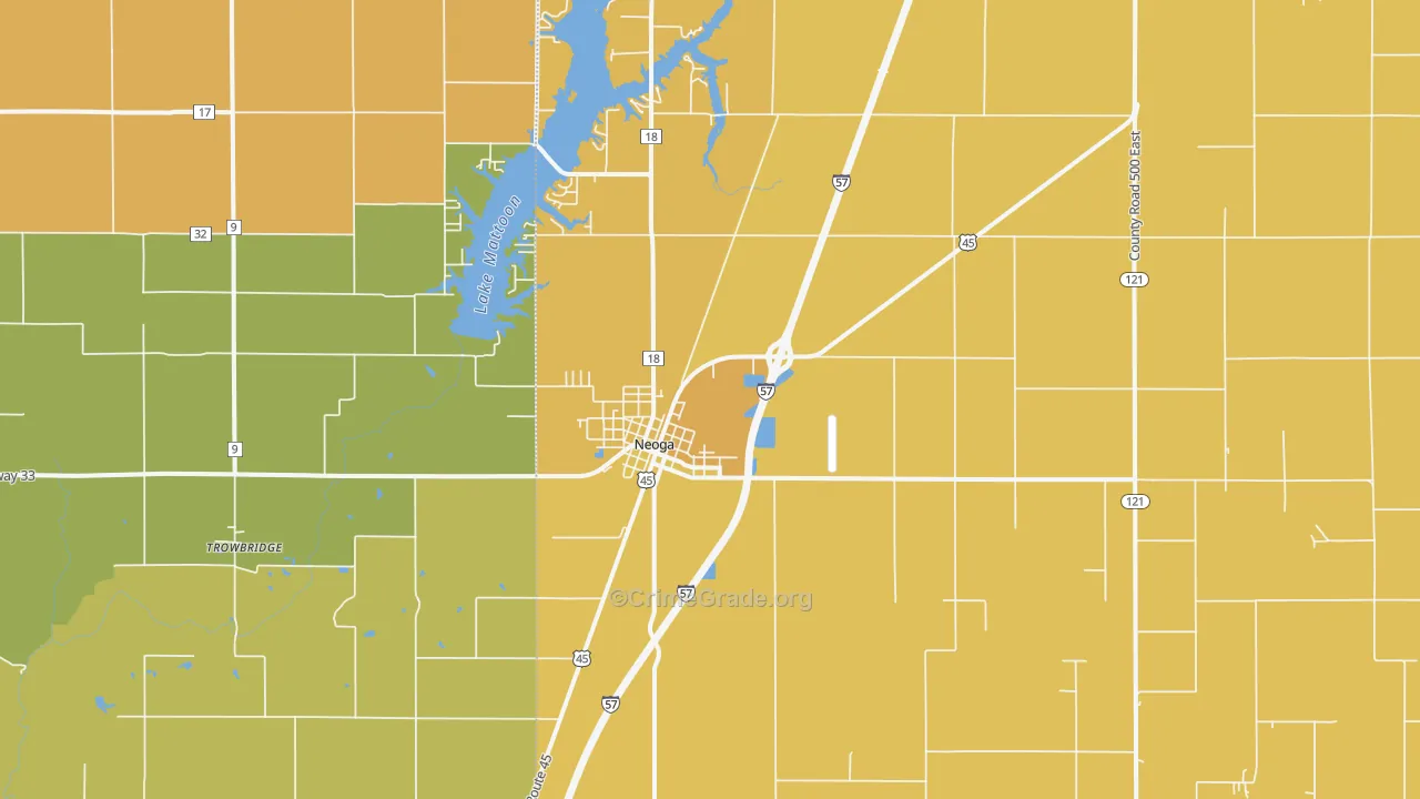 Neoga, IL Map of Burglary Rates