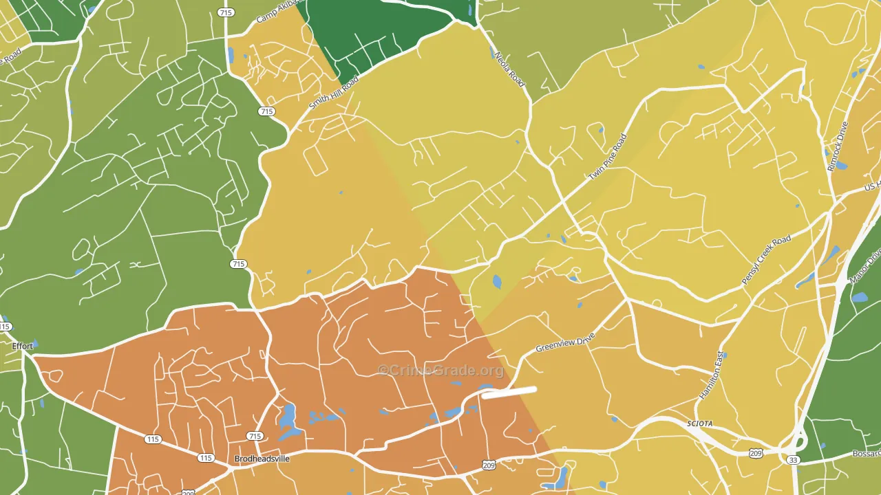 Neola, PA Map of Burglary Rates