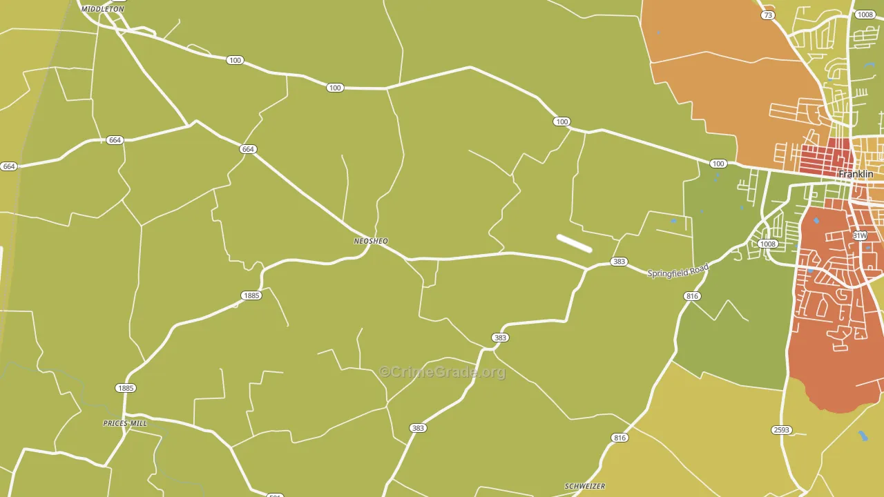 Neosheo, KY Map of Burglary Rates